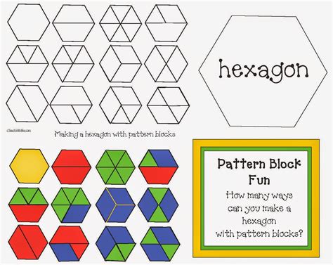 The shapes are designed so the sides are all the same length except for the trapezoid, which has 1 side that is twice as long. . How many pattern block triangles would create 5 hexagons